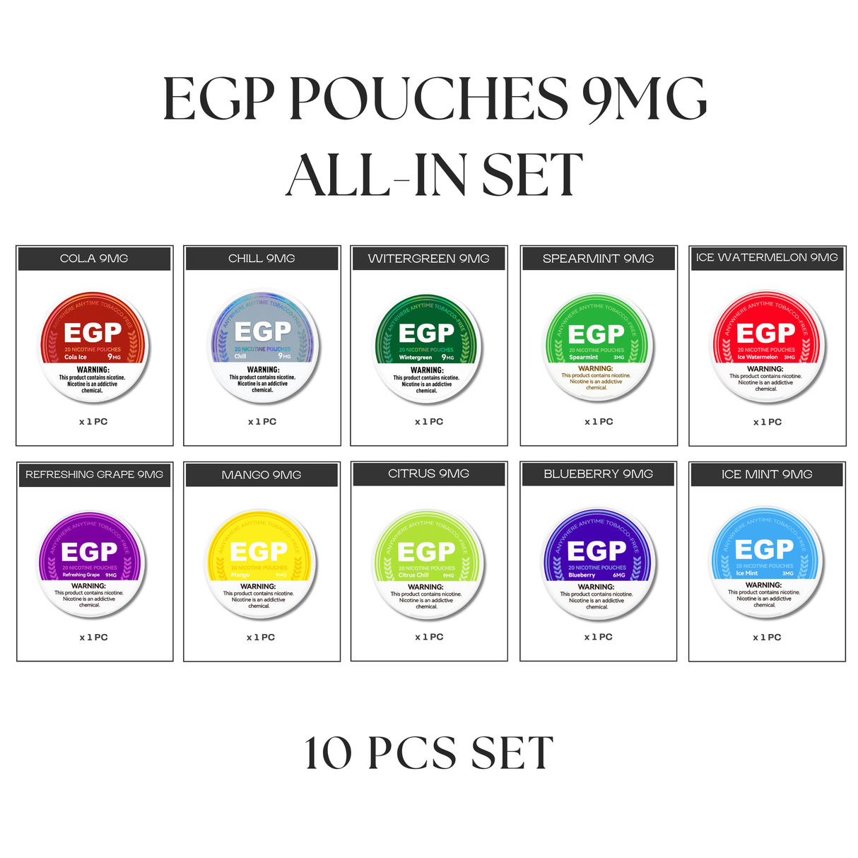 EGP Pouches 9MG All-In Set (10pcs)
