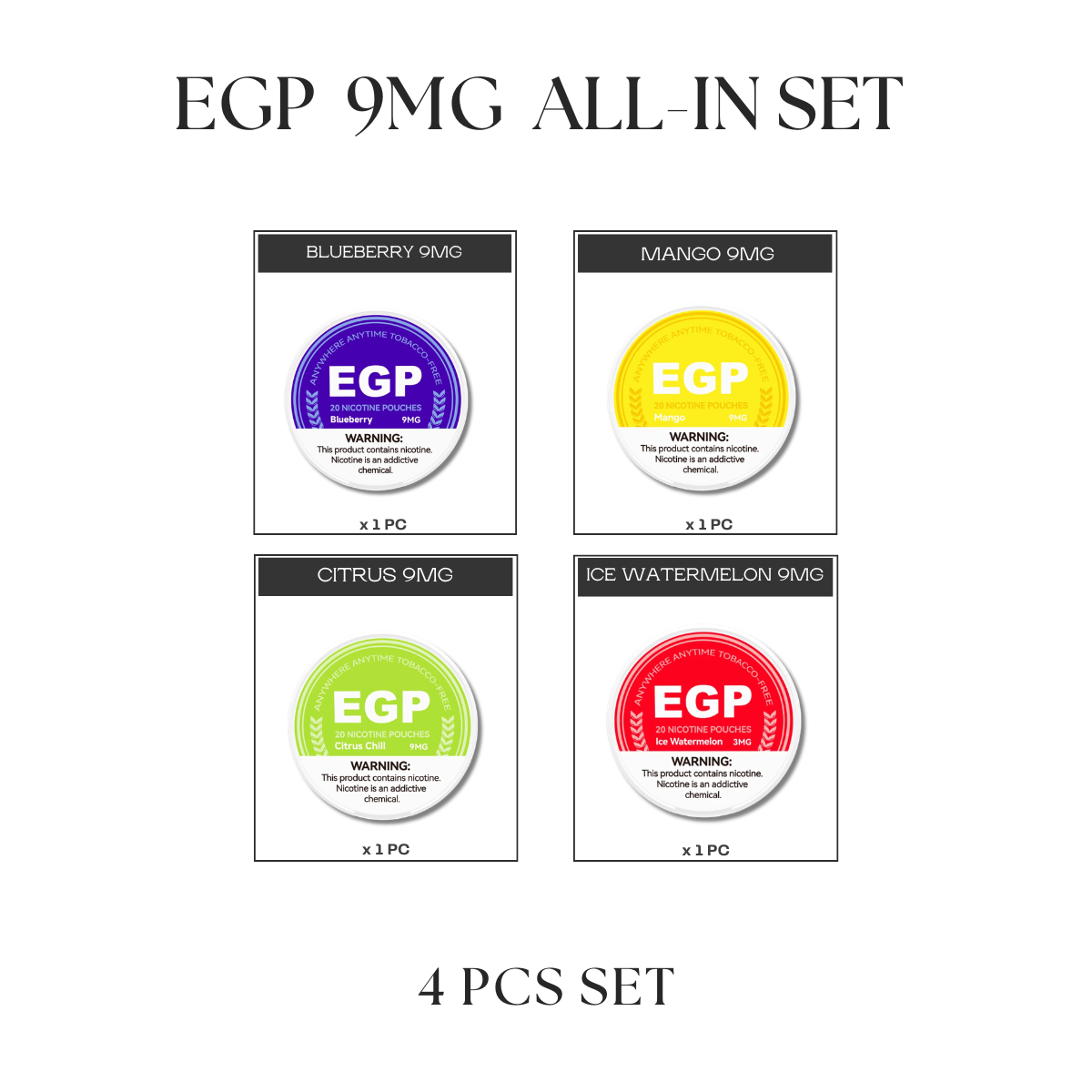 EGP Pouches 9MG All-In Set (4pcs)