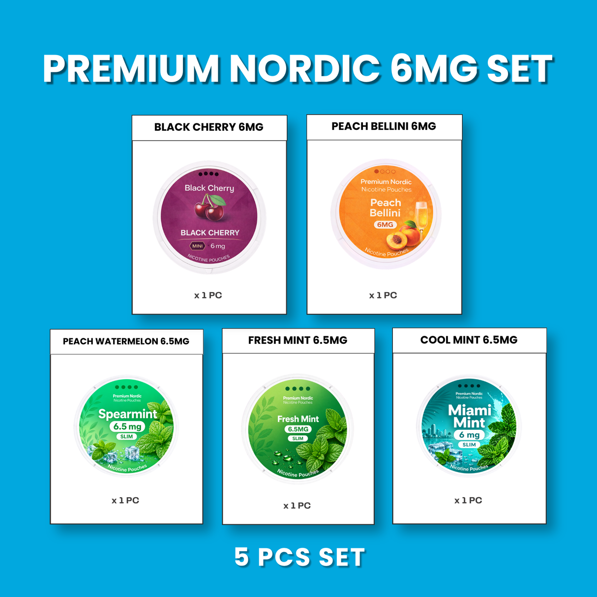 Premium Nordic Pouches 6MG All-In Set (5pcs)