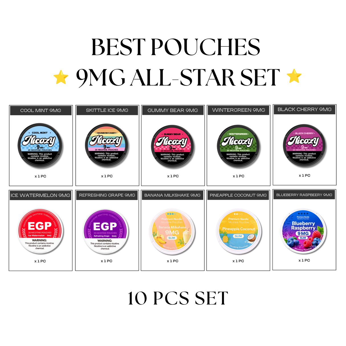 Best Pouches 9MG All-Star Set (10pcs)