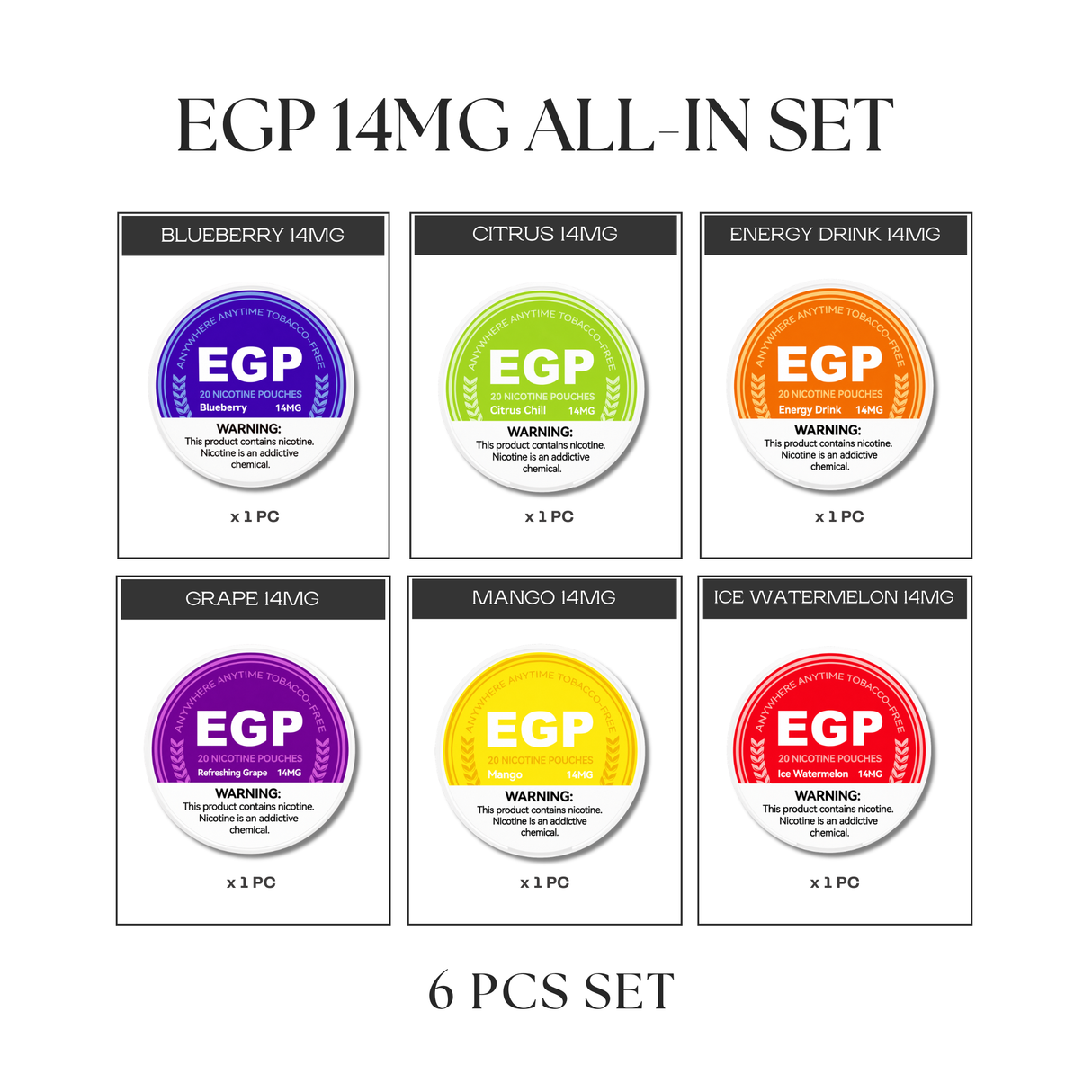 EGP Pouches 14MG All-In Set (6pcs)