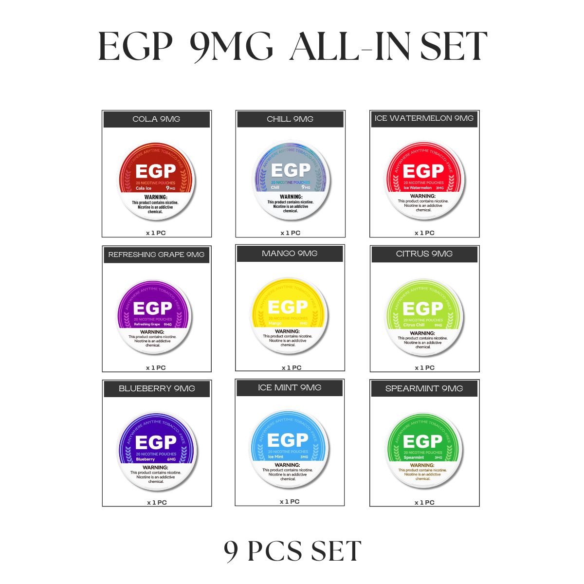 EGP Pouches 9MG All-In Set (9pcs)